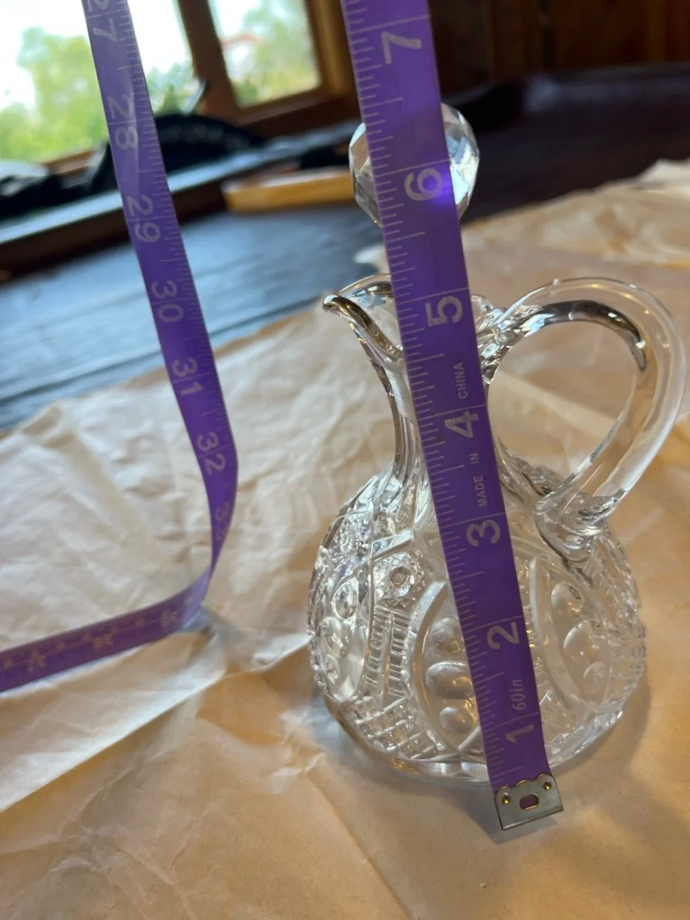 Cut Glass Cruet with Stopper - Clear Glass